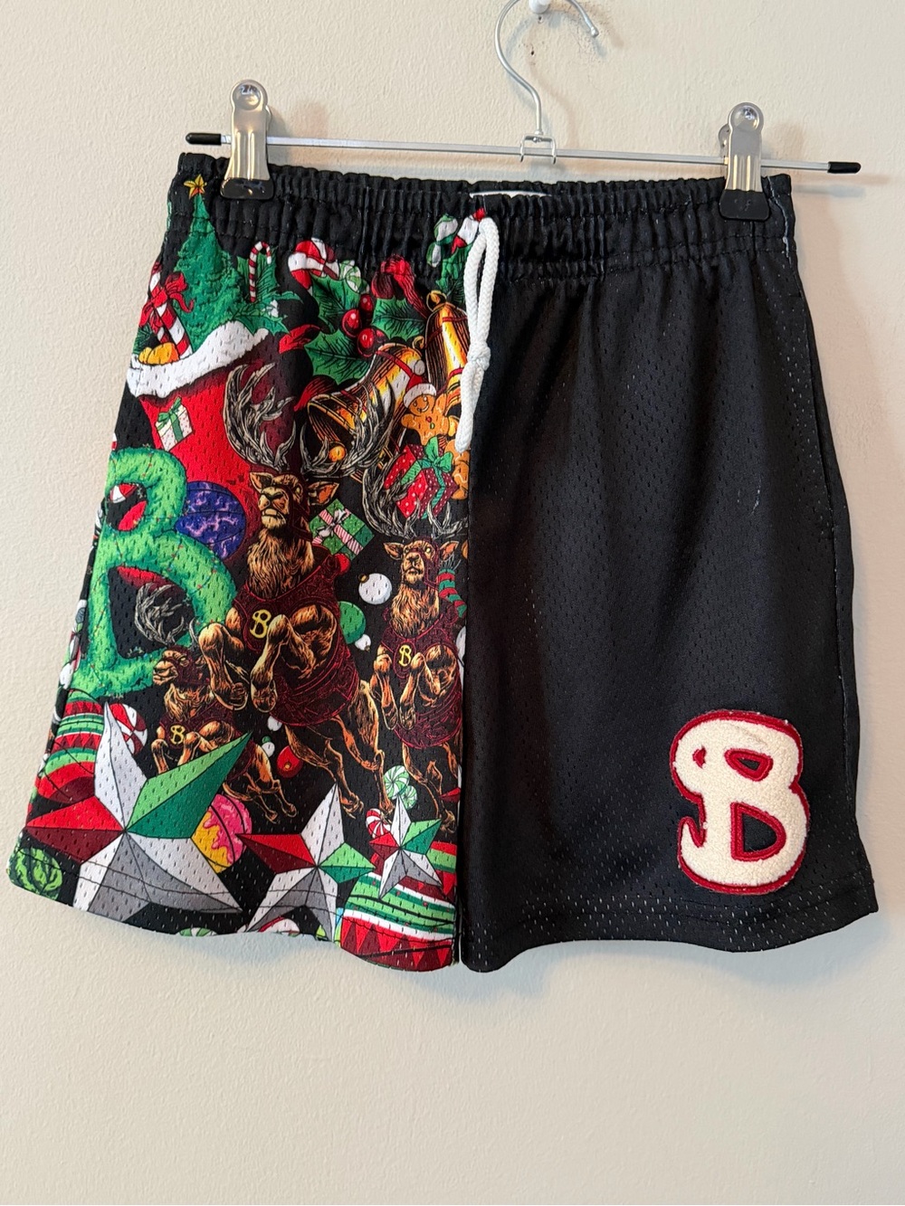 BKTSQD Black & Multicolor Holiday Print Athletic Shorts